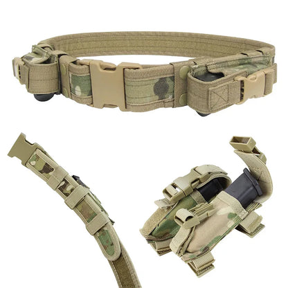 Outdoor tactical gun holster flashlight bag 10 in 1 multifunctional tool kit waist belt nylon Oxford cloth practical safety belt