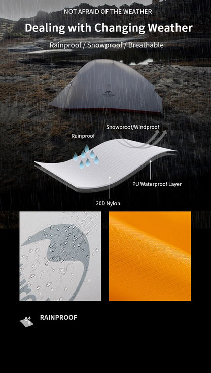 Naturehike Tent Cloud Up Series Ultralight Outdoor Camping Tent Waterproof Backpacking Cycling Tent Camping Tent With Floor Mat