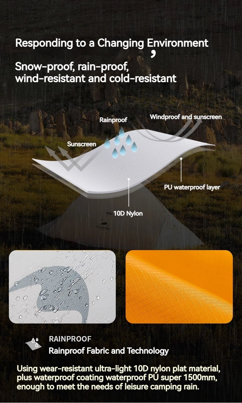Naturehike Upgrade 10D Cloud Up Camping Tent 980g Ultralight 2 Persons Outdoors Camping 10D Silicone Hiking Tent With free Mat