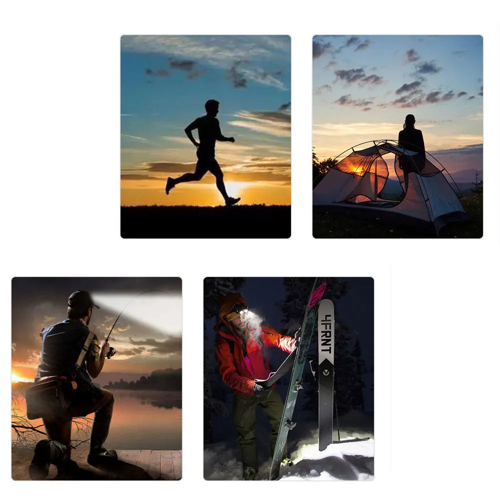 395nm UV LED Mini Headlamp High Power White Purple Light Headlight Type-C 18650 Head Torch Multi-function Flashlight Lamp