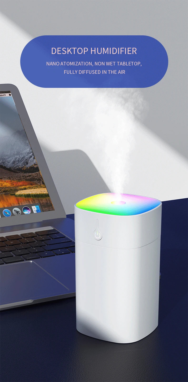 Colorful Humidifier 1 Home USB Portable Humidifier with Atmosphere Color Light Night Light Air Purification Humidifier