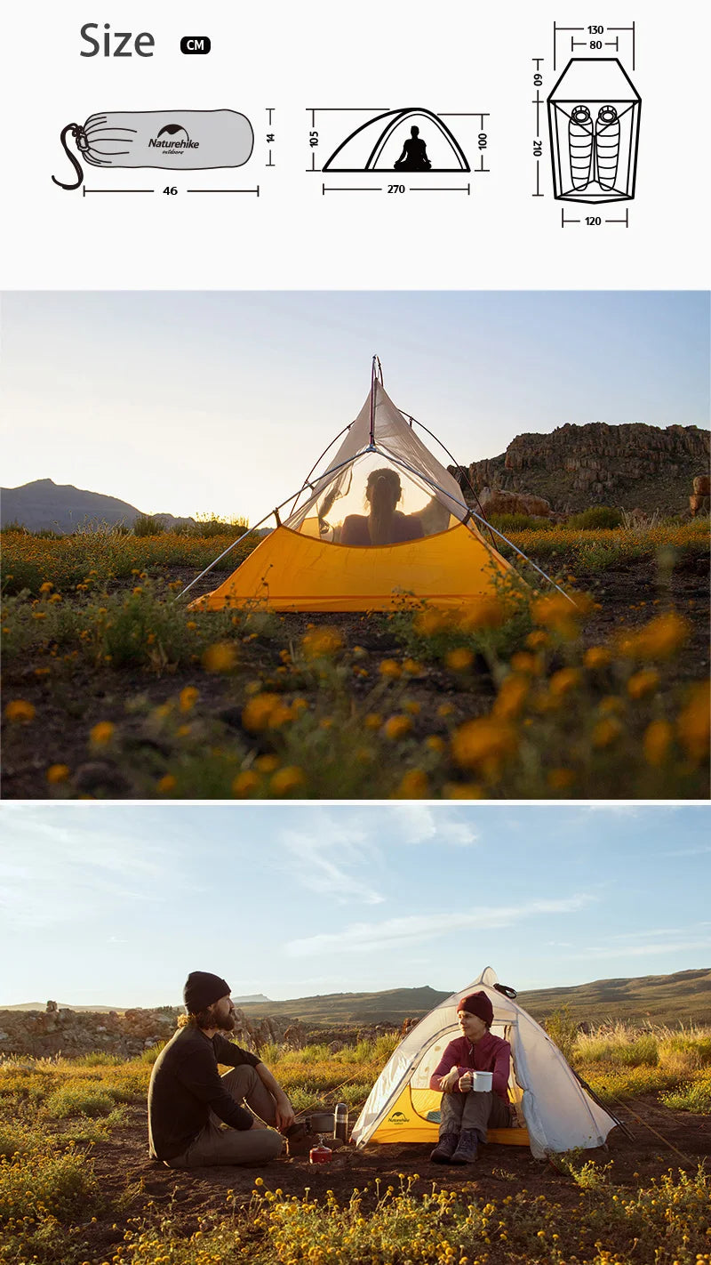 Naturehike Tent Cloud Up Series Ultralight Outdoor Camping Tent Waterproof Backpacking Cycling Tent Camping Tent With Floor Mat