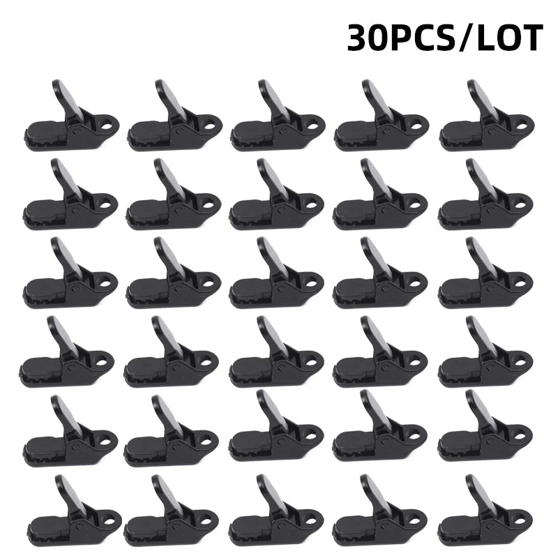 10pcs/lot travel outdoor camping plastic double hole tent rope adjustable buckle curtain alligator clip factory brand clip