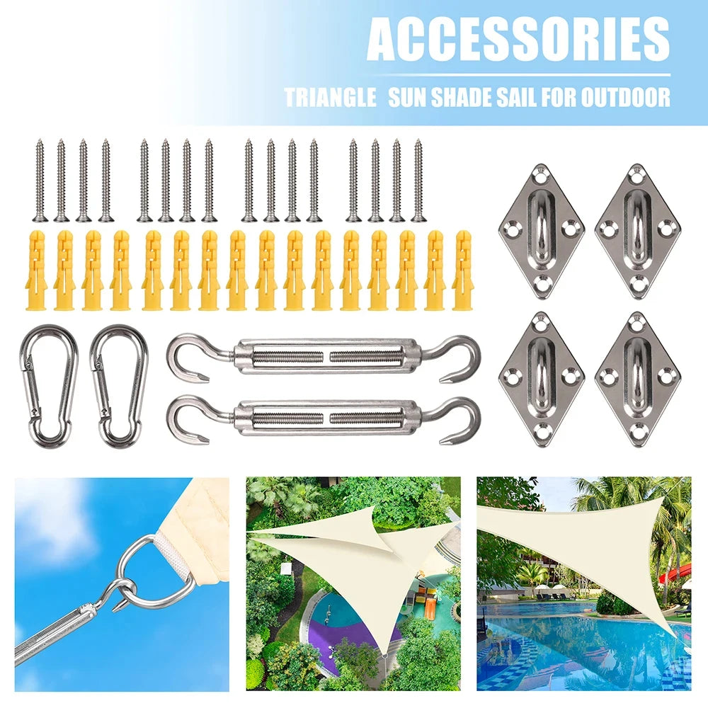 24pcs Sun Shade Sail Hardware Kit Heavy Duty Camping Tent Stainless Steel Sun Shade Sail Install Attachment Set Awning Accessory