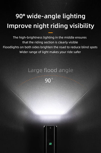 ROCKBROS Bicycle Light 1000LM 4500mAh Bike Light IPX6 Flashlight Aluminum Front Lamp Type-C Charging MTB Road Cycling Highlight