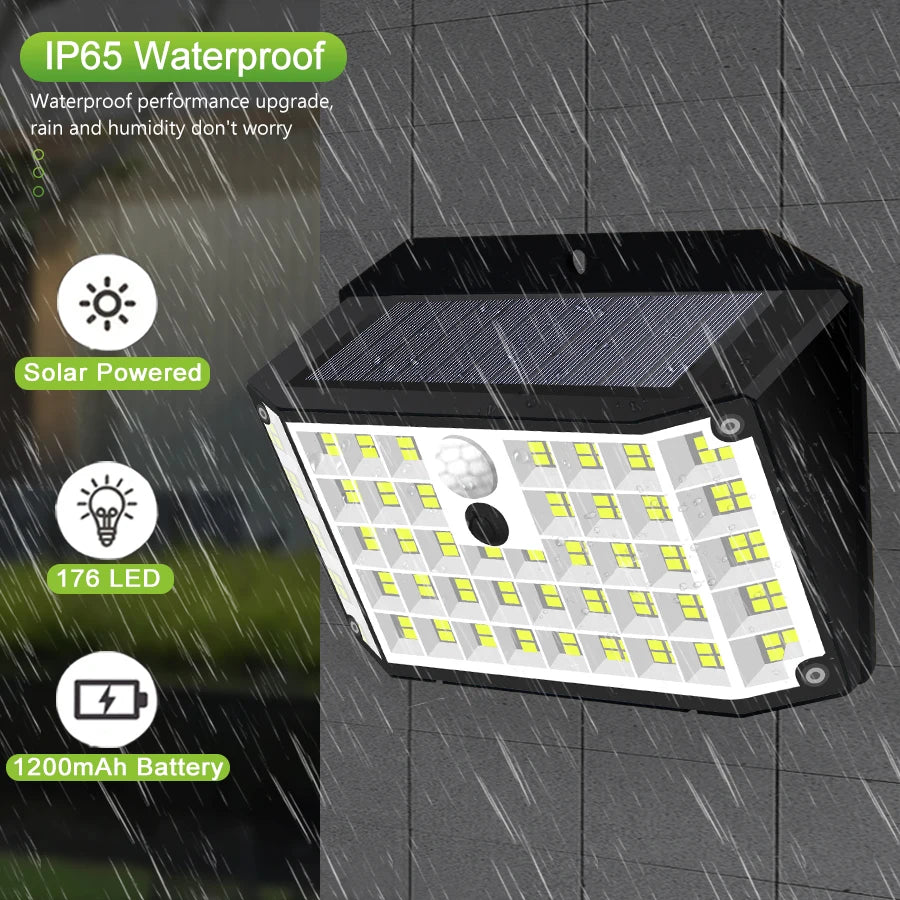 Outdoor Solar Light 468/208/138 LED Outdoor Solar Light LED Solar Security Lights Garden Waterproof 3 Modes Wall Lamp Fence Yard
