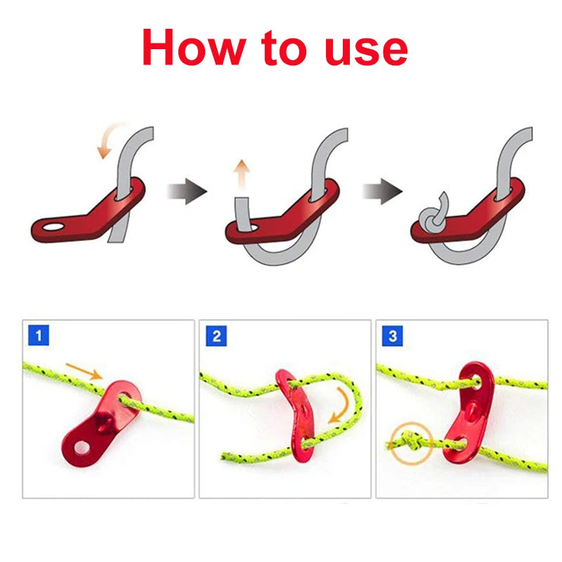 10PCS Aluminum Cord Tent Wind Rope Buckles Guyline Adjusters Paracord Tensioner Outdoor Camping Accessories Hiking Backpacking