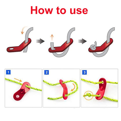 10PCS Aluminum Cord Tent Wind Rope Buckles Guyline Adjusters Paracord Tensioner Outdoor Camping Accessories Hiking Backpacking