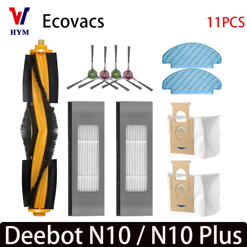 For Ecovacs Deeboot N10 / N10 Plus Accessories Main Side Brush Hepa Filter Dust Bag Mop Cloth Robot Vacuum Cleaner Spare Parts