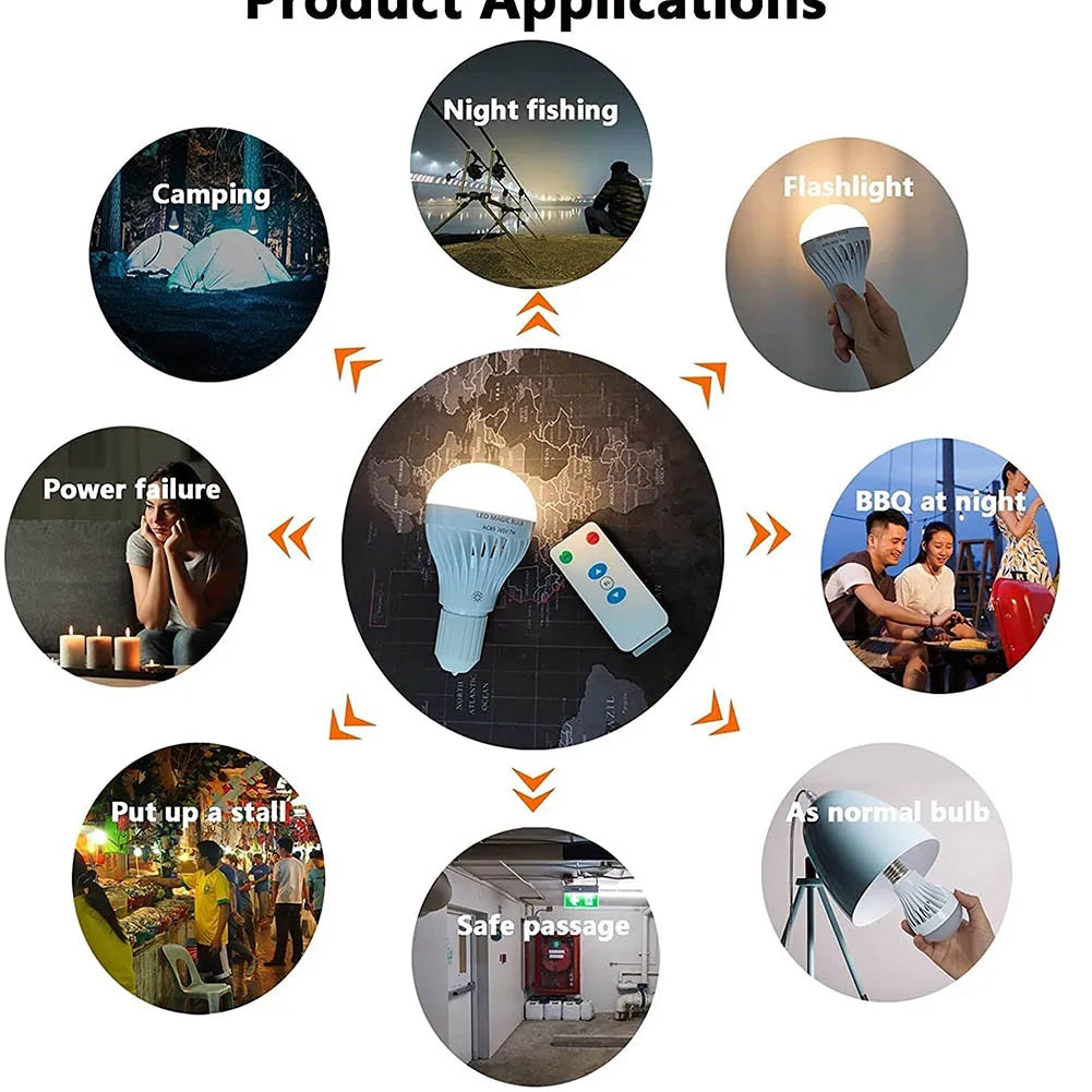 LED Camping Light E27 B22 Rechargeable Wireless Bulb Portable Lantern Light Emergency workshop Home Lamp For Outdoor Tent Lamp