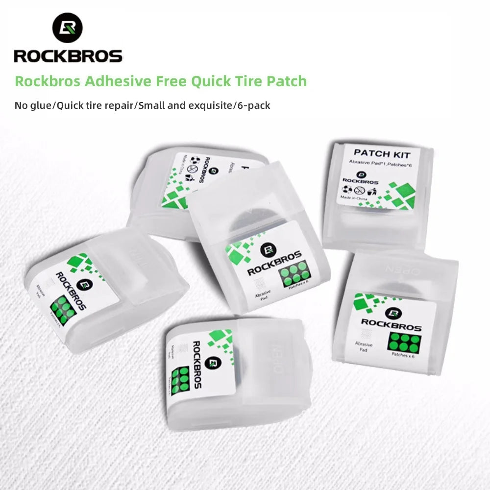 ROCKBROS Bicycle Flat Tire Repair Kit Tool Glue-free Portable Rubber Fetal Repair Bike Inner Tube Puncture Patch Repair Tools