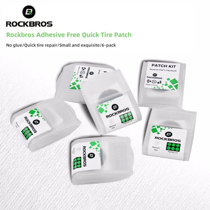 ROCKBROS Bicycle Flat Tire Repair Kit Tool Glue-free Portable Rubber Fetal Repair Bike Inner Tube Puncture Patch Repair Tools