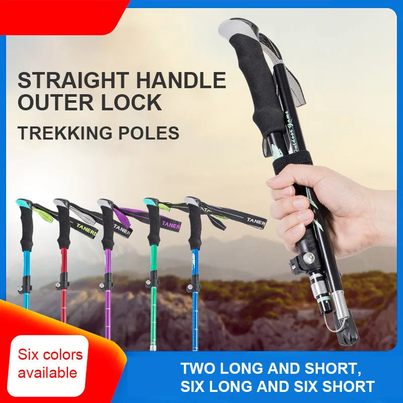 Trekking Stick 5-Section Telescopic Folding Trekking Poles Outdoor Camping Ultralight Portable Foldable Walking Hiking Stick