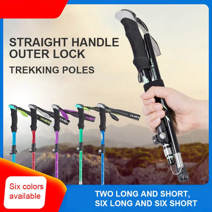 Trekking Stick 5-Section Telescopic Folding Trekking Poles Outdoor Camping Ultralight Portable Foldable Walking Hiking Stick