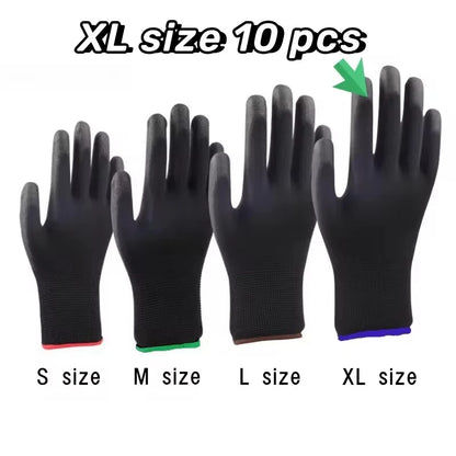 10 Pairs Durable Safety Gloves - Anti-Slip, Wear-Resistant, ESD Protection for Gardening & Woodworking
