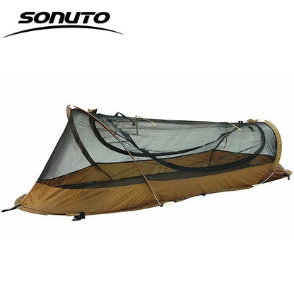 Sonuto-Lightweight Camping and Mountaineering Hiking Tent, Aluminum Alloy Poles, Waterproof and Mosquito Proof, Single Person