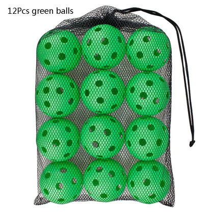 12Pcs Pickleball Balls 26 Holes 72mm Pickleball High Elastic Durable Hollow Balls For Professional Beginner Indoor Training Ball
