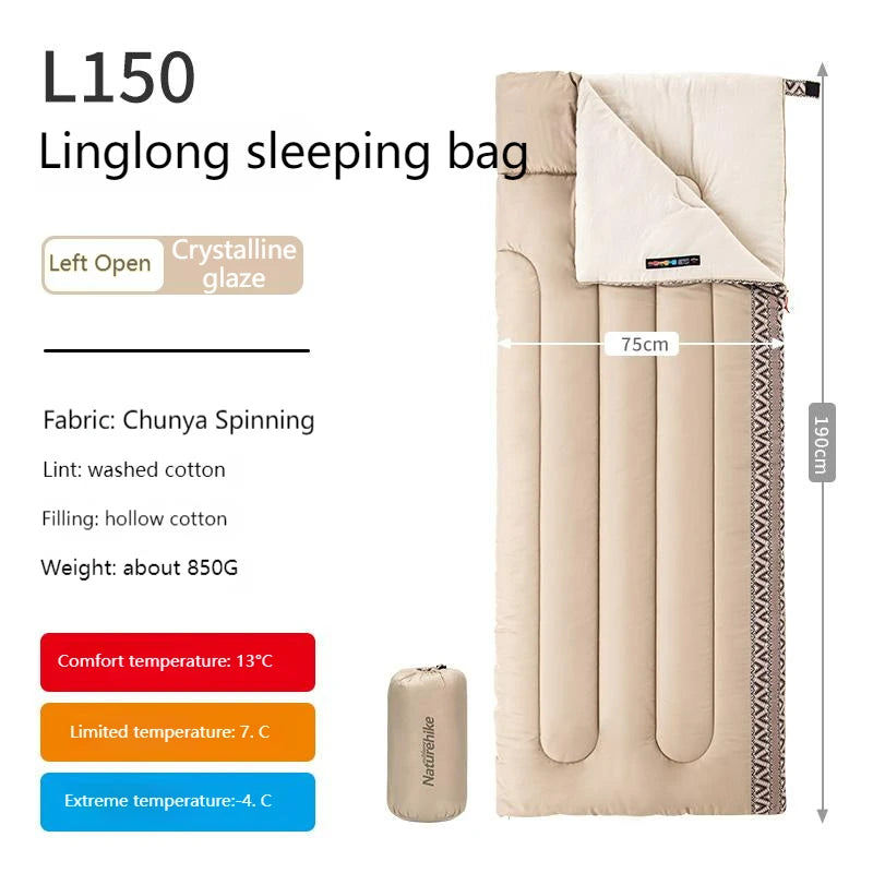 Naturehike Cotton Sleeping Bag Outdoor Camping Single Autumn And Winter Warm And Thick Splicable Breathable Sleeping Bag