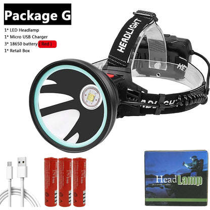 Brand New Xhp90.2 White Yellow LED Headlamp Headlamp Headlamp Torch 32W XHP50 3* 18650 Battery Power Pack 7800mah Light