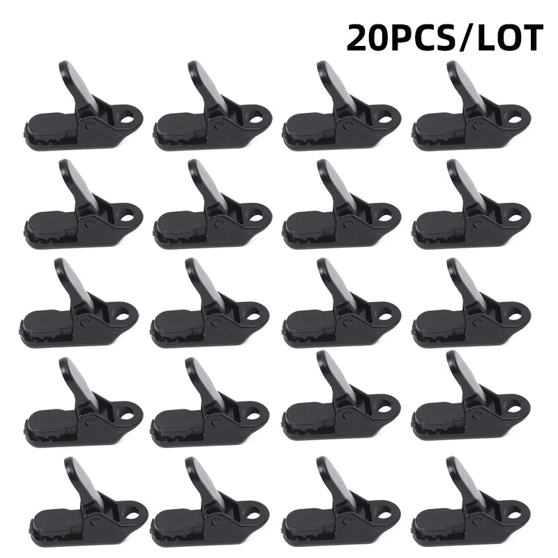 10pcs/lot travel outdoor camping plastic double hole tent rope adjustable buckle curtain alligator clip factory brand clip