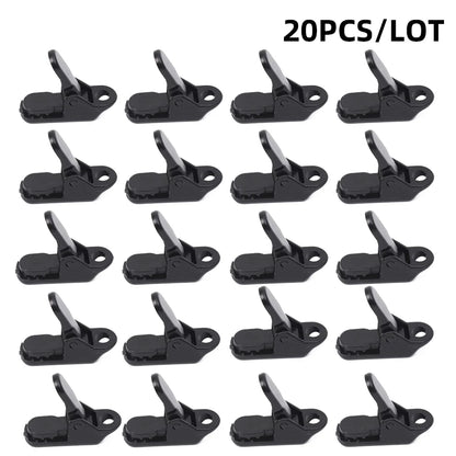 10pcs/lot travel outdoor camping plastic double hole tent rope adjustable buckle curtain alligator clip factory brand clip