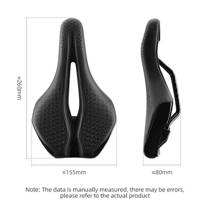 ROCKBROS Bicycle Saddle Hollow Breathable Shockproof Cycling Seat PU Non-Slip Leather Cushion Lightweight MTB Road Bike Saddle