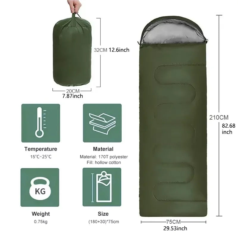 Winter Warm Camping Sleeping Bag Ultralight Waterproof Envelope Backpacking Sleeping Bags For Outdoor Traveling Hiking