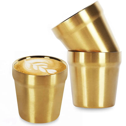 3pcs Stainless Steel304 Cup Outdoor Gear Stackable Cup Camping Cups Metal Coffee Travel Cup Sets Portable Drink-ware Gold