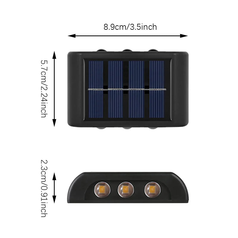 6LED Solar Lights, Outdoor Atmosphere Wall Lamp,Up And Down Light Control for Garden Yard Street Balcony Terrace Camping Decor