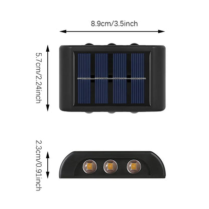 6LED Solar Lights, Outdoor Atmosphere Wall Lamp,Up And Down Light Control for Garden Yard Street Balcony Terrace Camping Decor