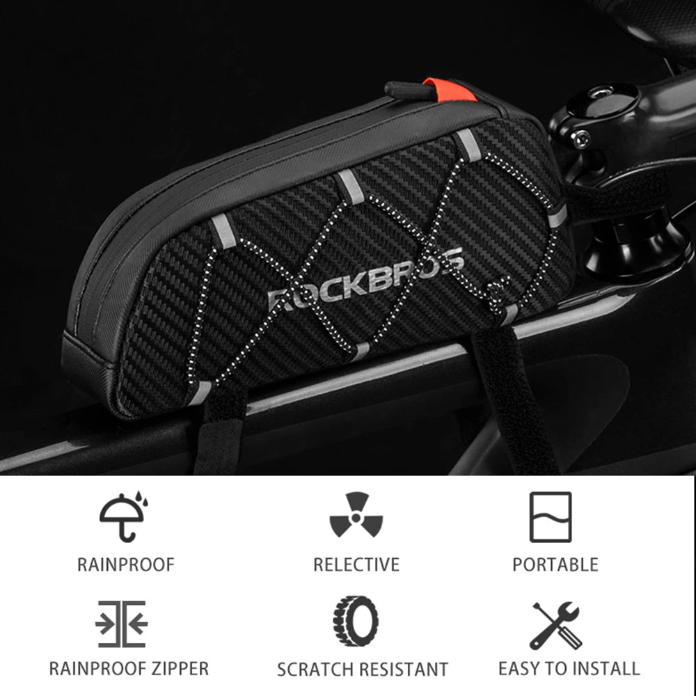 ROCKBROS Bike Bag Waterproof Reflective Front Top Frame Tube Bag Ultralight Bicycle Bag Cycling Bag Touring Riding Gear