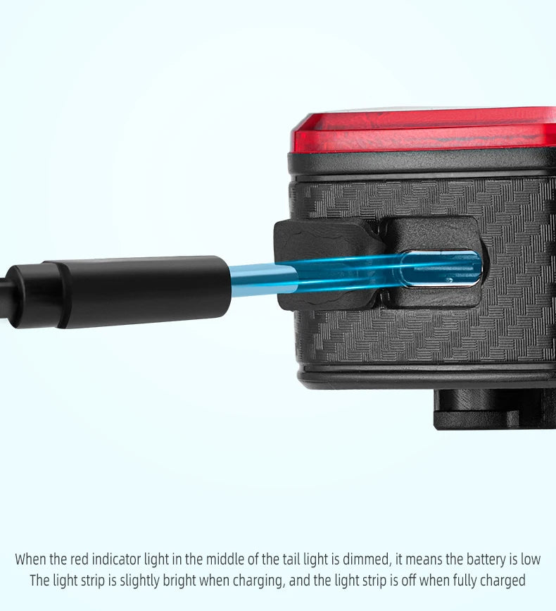 ROCKBROS Smart Bicycle Tail Rear Light Auto Stop Brake IPX6 Waterproof Type-C Charge Cycling Tail Taillight Bike LED Lights