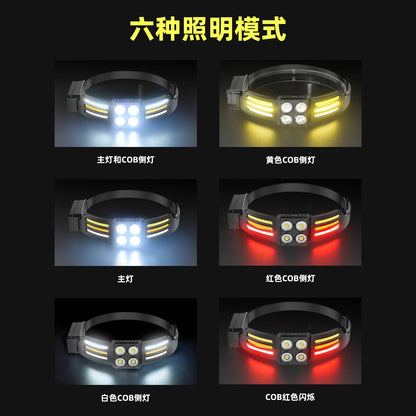 USB Rechargeable LED Sensor Headlamp XPE+COB Headlight Led Head Torch Camping Search Light Head Flashlight for Fishing Lantern