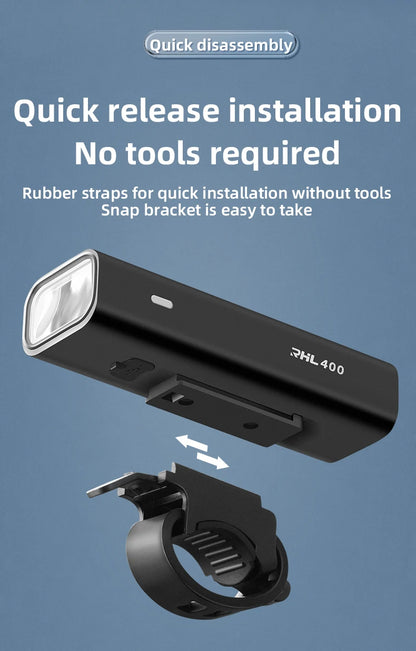 ROCKBROS Bike Light Rainproof Type-C Charging LED 2000mAh MTB Front Lamp Headlight Aluminum Ultralight Flashlight Bicycle Light