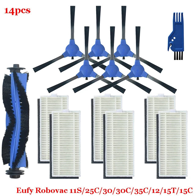 For Eufy Robovac 11S / 25C / 30 / 30C / 35C / 12 / 15T / 15C Slim Robot Vacuum Cleaner Parts Main Side Brush Cover Hepa Filter
