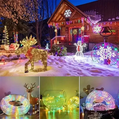 Solar LED Rope Lights Fairy Tube Light String Outdoor Waterproof Lawn Lamps 8 Mode For Home Garden Patio Christmas Wedding Decor