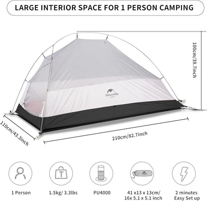 Naturehike Tent Cloud Up Series Ultralight Outdoor Camping Tent Waterproof Backpacking Cycling Tent Camping Tent With Floor Mat