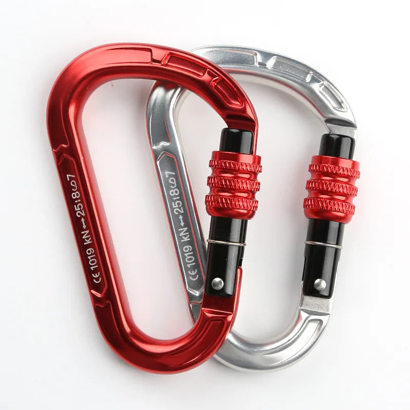 Rock Climbing Carabiner Pear-Shape Buckle 25kN Safety Auto Lock Spring-Loaded Gate Aluminum H-Carabiner Outdoor Kits