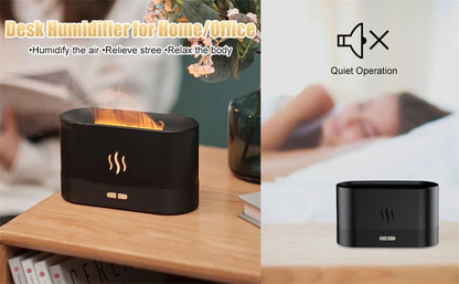 2024 USB Simulation Flame Night Light with Water Tank Humidifier Aroma Diffuser for Home Office Bedroom Atmosphere Desk Lamp New