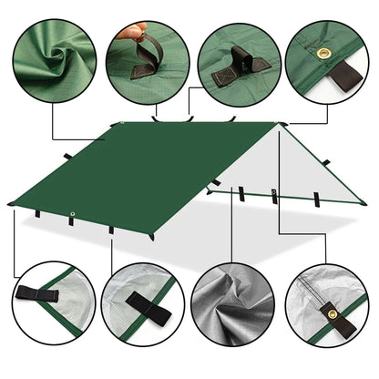 19 Hang Points Tent Tarp Survival Sun Shelter Shade Canopy Outdoor Backpacking Waterproof Camping Awning SunShade4 x4m 4x3m 3x3m