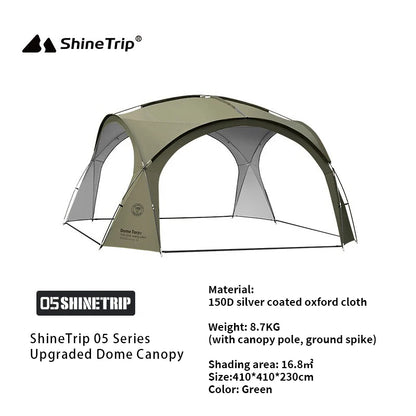 ShineTrip Outdoor Silver Coated Canopy Rainproof And Sunscreen Self-driving PU3000MM Waterproof Camping Sunshade Tent Dome