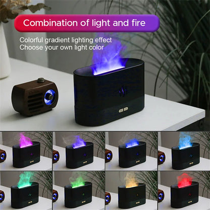 2024 USB Simulation Flame Night Light with Water Tank Humidifier Aroma Diffuser for Home Office Bedroom Atmosphere Desk Lamp New