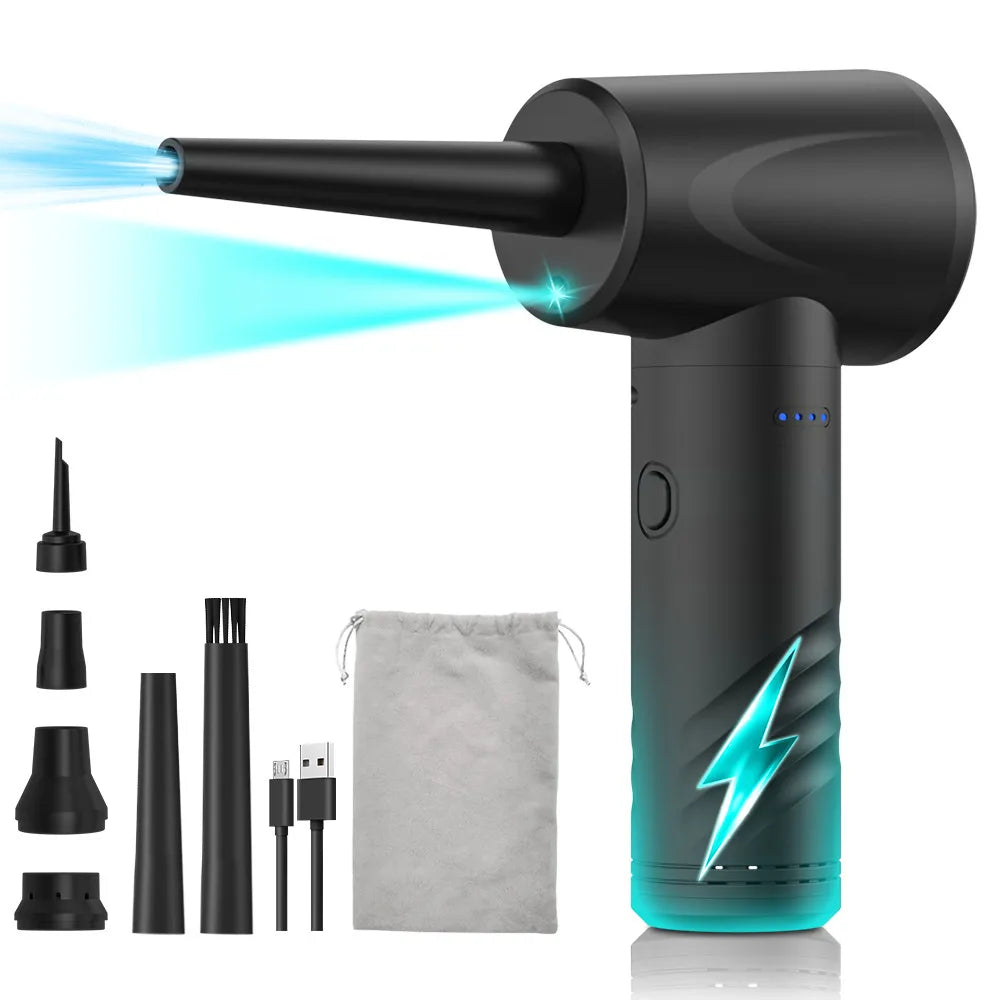 MECO ELEVERDE Compressed Air Duster, Air Blower with LED Light, 3-Gear to 100000RPM, Electric Air Duster for PC/Keyboard Cleaner