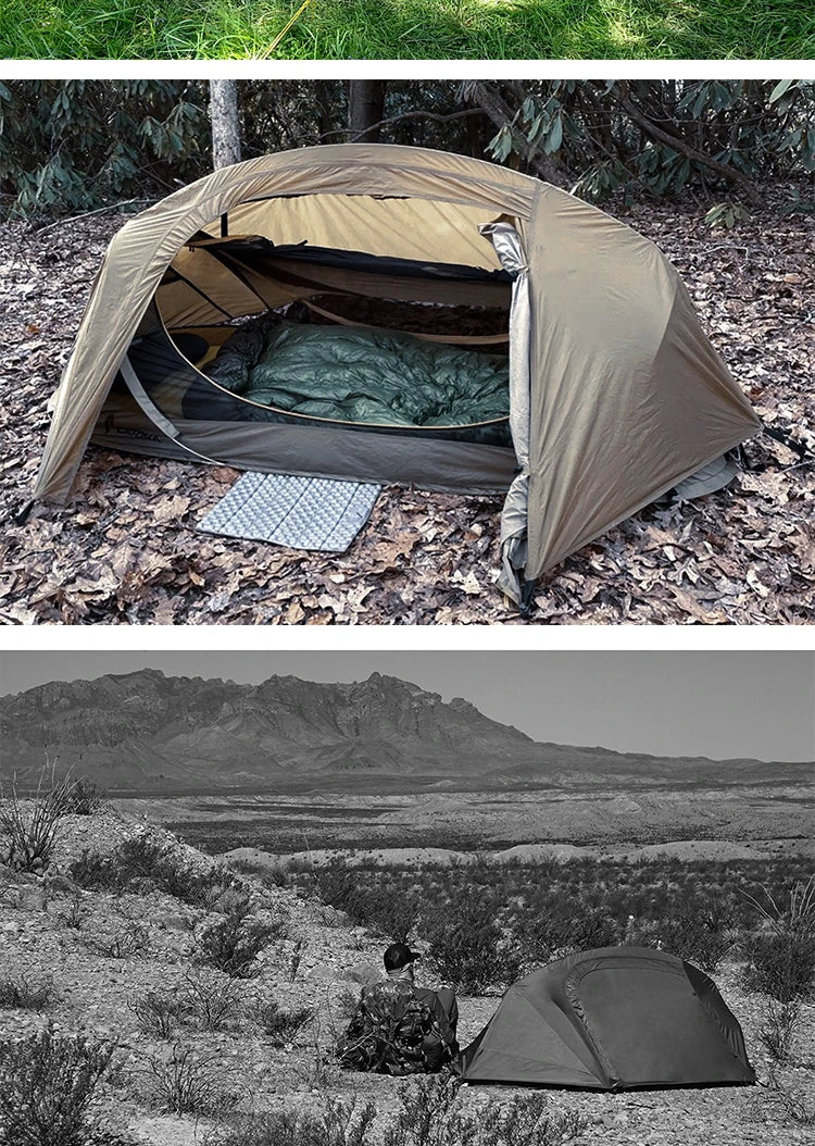 Sonuto-Lightweight Camping and Mountaineering Hiking Tent, Aluminum Alloy Poles, Waterproof and Mosquito Proof, Single Person