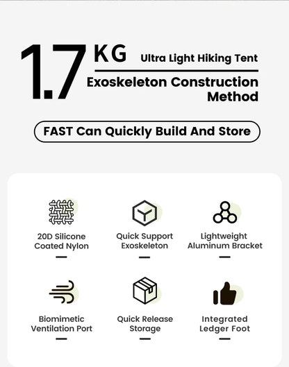 MOBI GARDEN Camping Tent Ultra Light Trekking Tent Portable Outdoor Hiking 20D
