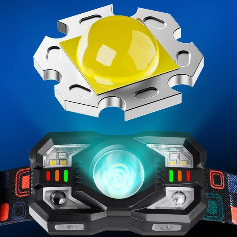 Portable Induction LED Headlamp Rechargeable Headlight IR Motion Sensor Head Lamp Waterproof Head Flashlight for Camping Fishing