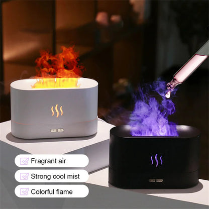 2024 USB Simulation Flame Night Light with Water Tank Humidifier Aroma Diffuser for Home Office Bedroom Atmosphere Desk Lamp New