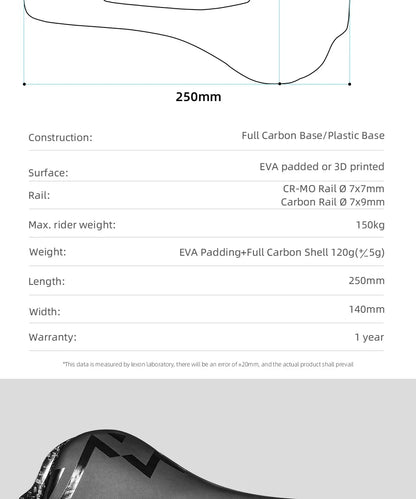 RYET Bike Saddle Ultralight Racing Full Carbon Seating Saddles 115g 7x9mm Road MTB Bicycle Seat Cushion Cycling Accessories