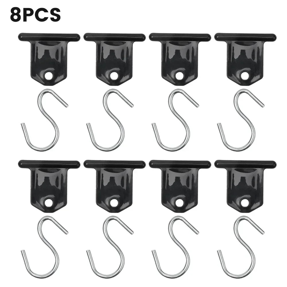 8pc S Shaped Camping Awning Hooks Rack With Holes RV Tent Hangers Light Party Hangers For Caravan Camper Van Accessories