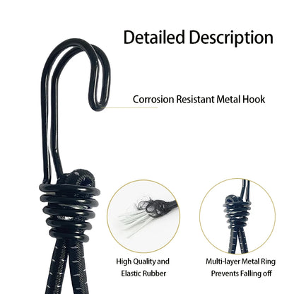 10Pcs Bungee Cord Hooks Anti-Rust Paint Spiral Wire Hooks with Separable Reflective Elastic Rope Hooks for Camping Trucks Tent